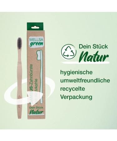 Wellsamed Wellsagreen Bamboo Toothbrush - Soft Activated Carbon Bristles for Eco-Friendly Oral Care - Buy Online on GoSupps.com