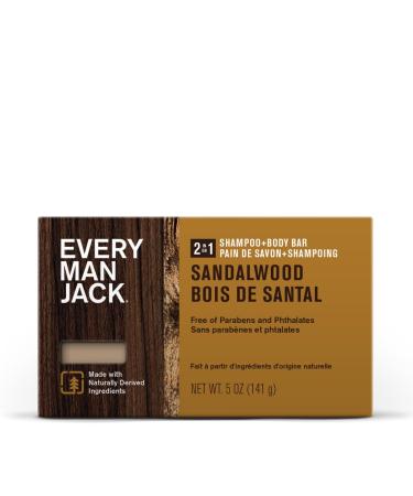 EVERY MAN JACK Sandalwood 2 in 1 Shampoo and Body Bar 5 OZ
