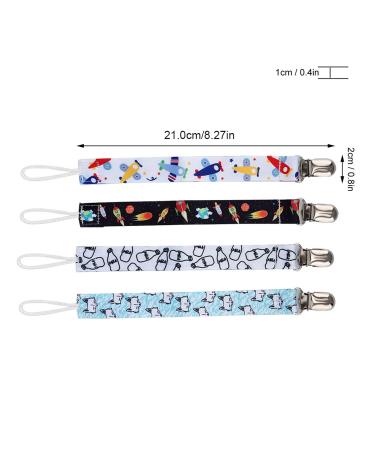 4-Piece Baby Pacifier Clip Set - Cotton Strap Nipple Holder & Chain Clips for Toddlers - Universal Fit - Buy Online on GoSupps.com