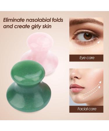 2 Pieces Mushroom Shape Gua Sha Massage Tool - Natural Acupressure Board for Face Neck & Eyes | Relaxation & Fine Line Improvement (Pink & Green) - Buy Online on GoSupps.com