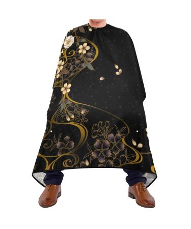 Waterproof Barber Cape -Sakura on black Cheetah Haircut Bib for Men Unisex Hair Cutting Cape(8rp1a)