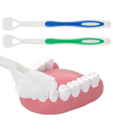 Wllhyf autism toothbrush for adults and children 3-sided soft and gentle travel toothbrush for complete gum care large angle bristles deep cleaning for every tooth 2 pieces - Buy Online on GoSupps.com