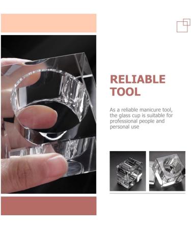 POPETPOP nail art crystal cup liquid monomer nail powder container nail powder liquid holder monomero nail art glass cup acrylic monomer liquid crystal glass with cover transparent plate 5.5x5.5cm Transparent - Buy Online on GoSupps.com