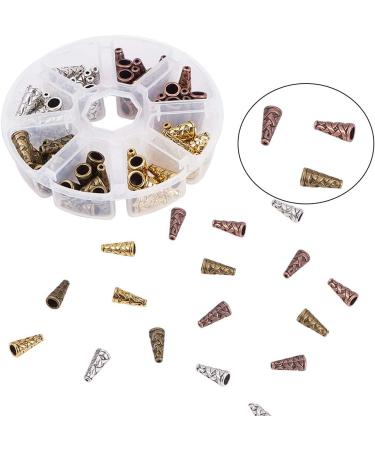 PandaHall 80pcs 18x18mm Earring Cones for Jewelry Making - Tibetan Metal Spacer Beads Caps for DIY Crafts - 4 Colors - Buy Online on GoSupps.com