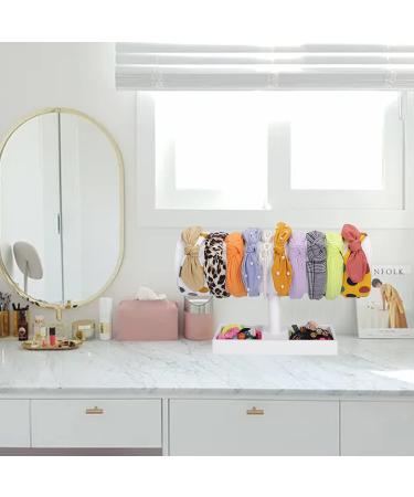 White Leather Headband Organizer Stand - 14.3 Inch Display for Baby Girls and Women - Buy Online on GoSupps.com