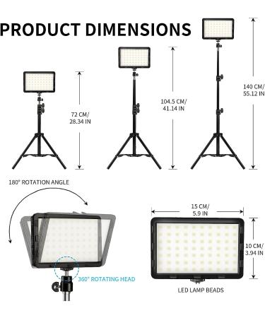Professional Photography Video Lighting Kit with 70 LEDs, Color Filter - Perfect for Studio, Streaming, YouTube, TikTok, Portrait Shooting - Black - Buy Online on GoSupps.com
