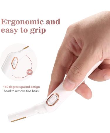Pain-Free Women's Hair Remover - Waterproof USB Razor with LED Light for Peach Fuzz & Fine Hair - White Bikini Razor - Buy Online on GoSupps.com