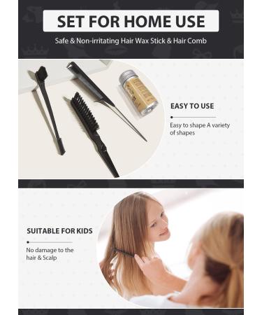 4Pcs Hair Wax Stick & Brush Set for Slick Back Hair - Smooth Frizz & Flyaways - Black - Buy Online on GoSupps.com