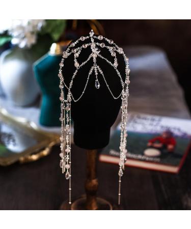 Prosy Bride Wedding Sparkling Headwear Crystal Tassel Headband Beaded Headpiece Wedding Style Accessories for Women and Girls - Buy Online on GoSupps.com