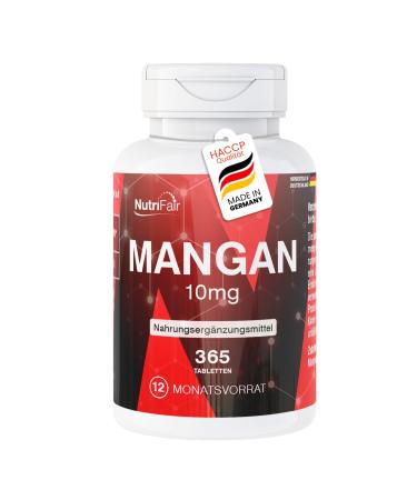 Mangan se 10mg - 365 comprim s - *Oligo- l ment pour les tissus conjonctifs et les os - Hautement dos - 100% v g talien Production et contr le en laboratoire allemands - NutriFair | Premium & Fair