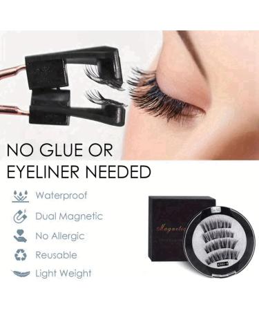4Pairs Magnetic Eyelashes with Applicator Reusable Magnetic Eyelashes Magnetic Eyelashes Natural Look No Glue Needed Magnetic Lashes 3D Magnetic Eyelash Partner Set Magnetic Eyelashes without Eyeliner - Buy Online on GoSupps.com