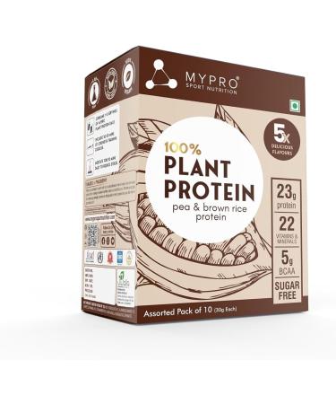 My.pro Sport Nutrition Plant Protein Powder Pea Protein Isolate & Brown Rice Vegan Protein Powder-Pack Of 10 Travel Pack 30 gm each- Chocolate Flavour - Buy Online on GoSupps.com