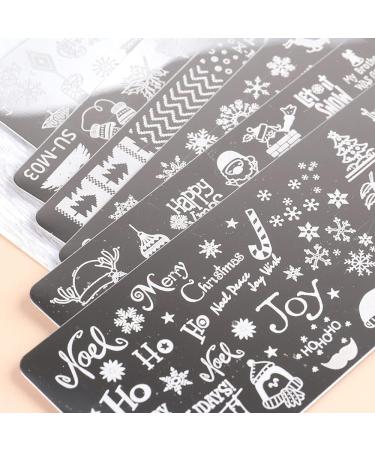 Christmas Nail Art Stamping Plate - JMEOWIO 6 Sheets Snowflake Reindeer Image Plate Nail Art Design Stamp Kit Manicure Template Set - Buy Online on GoSupps.com