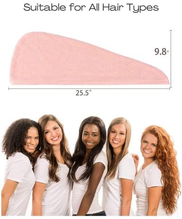 LTBL Microfiber Hair Cloth Wrap - Large Double-Layer Fast Drying Towel for Women - Thickened Hair Drying Towels with Button in Rose & Light Pink - Buy Online on GoSupps.com