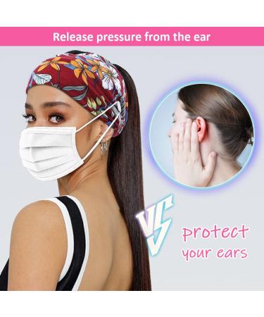AKDSteel 4pcs Boho Headbands with Button - Nurse Mask Hair Band Set - Fashion Sports Headwear for Women - Ear Saver Workout Headwrap - Buy Online on GoSupps.com