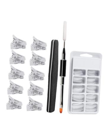 minkissy 1 Set Nail Extension Set Stiletto Nail Tips Nail Extension Tips Uv Nail Stencils Nail Kits Ornament Kits Builder for Nails Manicure Art Nail Extender Kit French Plastic Grind White White 14x10cm