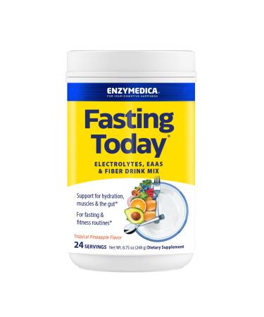 Enzymedica, Fasting Today, Intermittent Fasting Drink Mix with Electrolyte Powder Supplement for Hydration Keto Friendly, Tropical Pineapple Flavor, 24 Servings