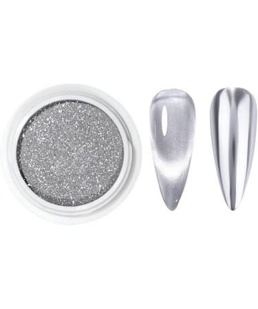 Chrome powder for gel nails chrome powder holographic nail powder | Nail powder with silver mirror effect gel powder with silver mirror effect nails with silver mirror effect - Buy Online on GoSupps.com
