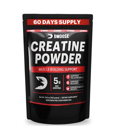 DMoose Creatine Monohydrate Powder - Creatine Powder for Muscle Gain & Recovery Supplement - 300g Per Serv (5g) 2 Scoops - 60 Servings