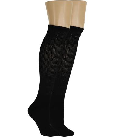 American Made Black Diabetic Knee High Socks 3 Pack - Full Cushioned Sole - Men/Women 13-15 - Buy Online on GoSupps.com