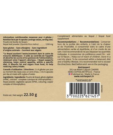 NUTRIEXPERT Nopal Captures fats and sugars Promotes satiety Reduces appetite and caloric intake of meals 100% extracts of natural origin Suitable for vegans Pack of 3 products - Buy Online on GoSupps.com