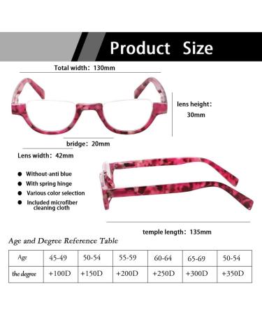 Colorful Fashion Half Moon Frame Reading Glasses - 4 Pairs (2.5x) for Men & Women | Spring Hinge Readers - Buy Online on GoSupps.com