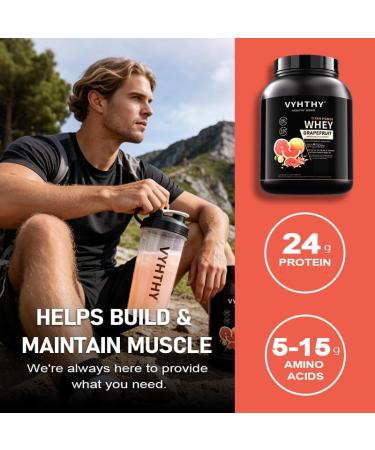 VYHTHY Grapefruit Flavored Whey Protein Powder 24g Protein per Serving Fast-Absorbing Concentrated whey Protein Low Sugar Gluten-Free Natural Flavor 3.5lbs(56oz) - Buy Online on GoSupps.com