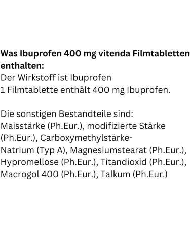 Buy Vitenda Ibuprofen 400mg - 50pcs for Pain Relief & Fever Reduction | Fast Worldwide Shipping - Buy Online on GoSupps.com