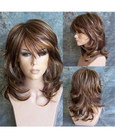 Short Curly Hair Wig for Women | Brown Oblique Bangs & Micro Volume Style - Buy Online on GoSupps.com