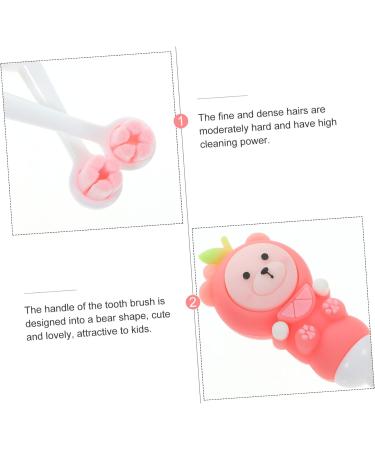 Healvian Children's Toothbrush Set - 6 Soft Bristle Cartoon Baby Brushes for Toddler Teeth Care - Pink Bear Design - Buy Online on GoSupps.com