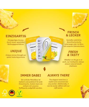 Miracle Toothpick Set - Sugar-Free Vegan Pineapple-Flavored Toothpicks for Fresh Breath & Smoking Cessation - Plastic-Free Chewing Gum Alternative - Buy Online on GoSupps.com