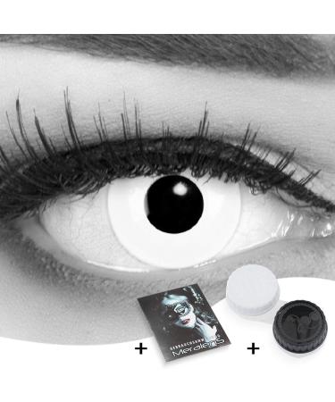 Buy Funnylene Colored White Contact Lenses -2.50 | Crazy White Out Lenses for Halloween & Carnival | 1 Pair with Lens Tank - Buy Online on GoSupps.com