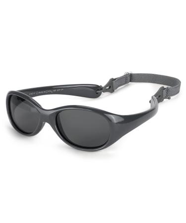 Hifot Baby Boy Girl Sunglasses UV Protection Polarized Toddler Sunglasses Flexible Children Kids Sunglasses Non-folding 6 month-Age 2 Grey