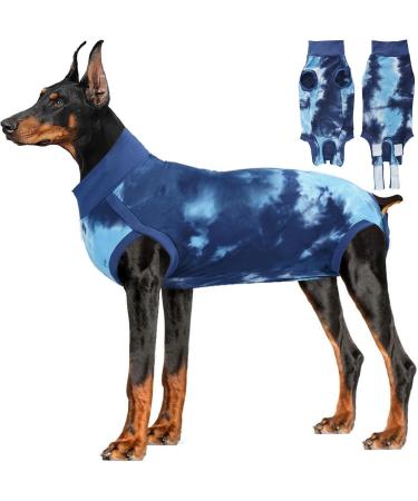 Lianzimau Dogebody for Male Dogs - Post-Op Recovery Suit & Wound Protection - Tie-Dye Blue Pet Shirt - Buy Online on GoSupps.com