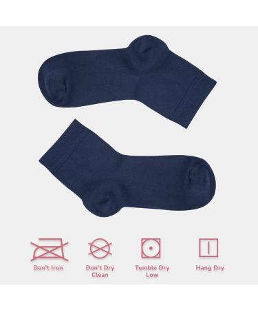 Cosyfeel Women Loose Diabetic Socks | 4-Pack Neuropathy Ankle Socks for Ladies | Super Soft Eco-Friendly Bamboo Material | Durable with Seamless Toe | Multicolour Patterns | 4 Seasons 4-7 NAVY BLUE - Buy Online on GoSupps.com