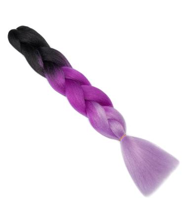 Gairyan Jumbo Braids Extensions - 100g Ombre Synthetic Braiding Hair 60cm for Box Crochet Braids (Black Purple & Lila) - 1 Piece - Buy Online on GoSupps.com