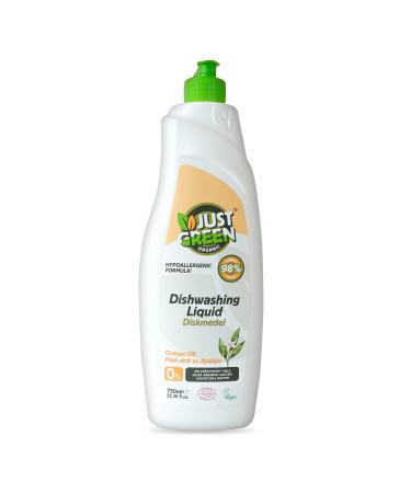Just Green Organic Washing Up Liquid 750ml Non-Toxic Formula Vegan & Eco Friendly Dish Liquid No Paraben Hypoallergenic Dish Soap Recyclable Bottle 750 ml (Pack of 1) - Buy Online on GoSupps.com