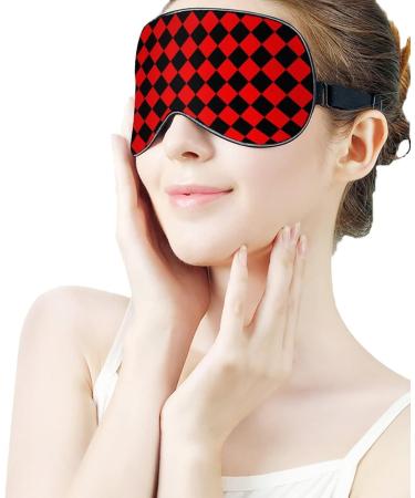 Red and Black Checkered Sleep Mask for Women | Adjustable Eye Shades & Elastic Strap International Shipping Available - Buy Online on GoSupps.com