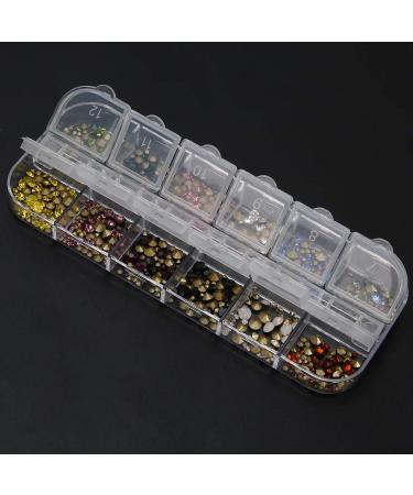 NSXAYIWE 12 Grids Nail Art Rhinestones DIY Nail Decoration Glitter Rhinestones Manicure Tool - Buy Online on GoSupps.com