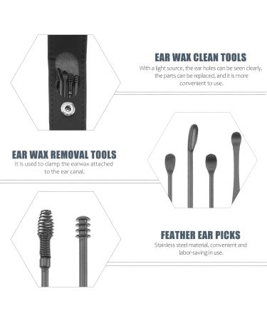 6-Piece Black Ear Wax Removal Kit with Storage Bag - Stainless Steel Ear Cleaner Tools for Home Use - Buy Online on GoSupps.com