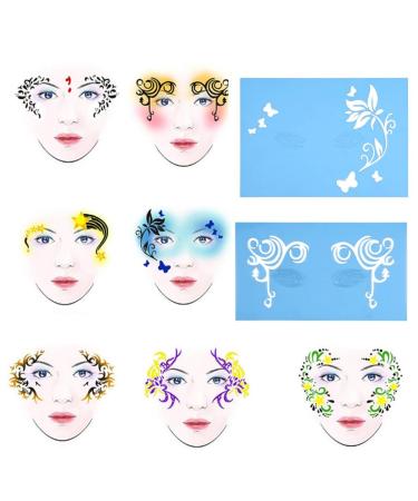 Aluprey 7styles/Set Reusable Face Paint Stencil Body Painting Template Flower Butterfly Facial Design