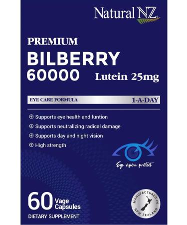 Natural NZ Bilberry 60000 Lutein 25mg 60 Capsules (1)