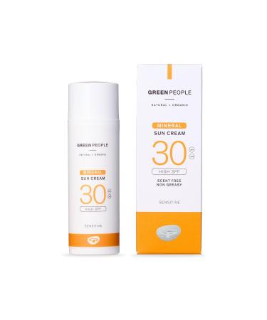 Green People Mineral Sun Cream SPF30 200ml | Natural Organic Zinc Oxide Sunscreen | Eczema Friendly Sensitive Skin Prickly Heat | Non Comedogenic Non Greasy | Reef Safe Cruelty Free | Face & Body