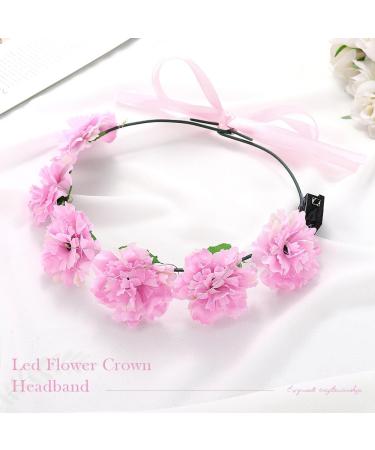 Fashband LED Crown Headband Light Up Flower Wreath Headbands Pink Party Hair Accessories for Women - Buy Online on GoSupps.com