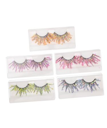 Mikinona 5 Pairs Colored False Eyelashes Colored Eyelashes Costume Dramatic Eyelashes Party False Eyelashes Glitter Eyelashes Lashes Glitter Lashes 3d Clothing Chemical Fiber Cosplay
