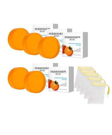 Yoelau Persimmon Soap Natural deodorizing soap for body and face with persimmon extract deeply cleansing and moisturizing for men and women 100 g with foaming net (5)