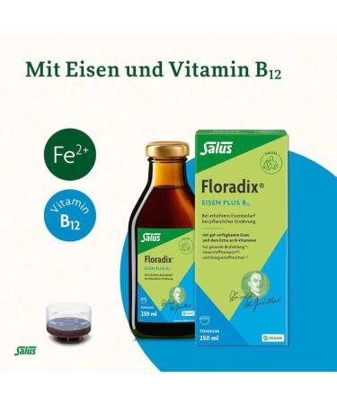 Floradix Iron + B12 Vegan Tonic 250 ml | Enhance Energy & Boost Iron Levels | International Shipping Available - Buy Online on GoSupps.com