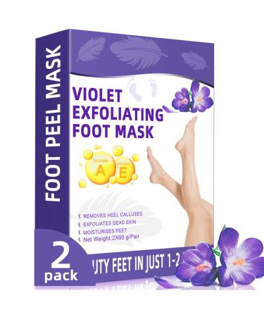 NewFoot Foot Peel Mask 2 Pack Exfoliating Natural Foot Masks for Dry Cracked Feet Callus & Dead Skin Moisturizing Foot Peel Masks for Soft & Smooth Baby feet Purple