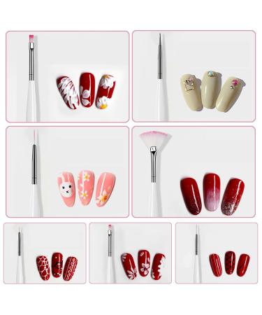 Buy Yhzmy 7-Piece Nail Brush Set - Professional Nail Art Liner Pens & Gel Accessories for Salon Quality Designs - White - Buy Online on GoSupps.com