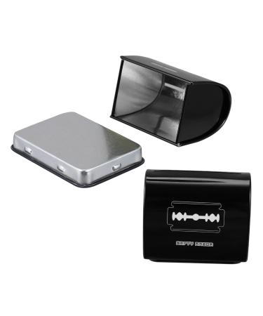 Lurrose 2st blade storage box holder for storage container knife one -way disposal sounds Small container iron holder disposal of razor blades sharp box white sheet trip black 6.5x4.5x6cm